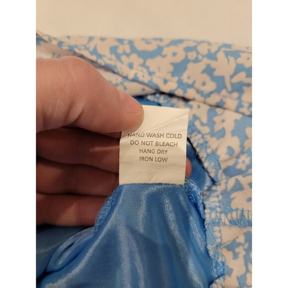 Cottagecore Womens Medium Dress Ditzy Floral Blue Cream Layered Smocked Prairie - Picture 11 of 11